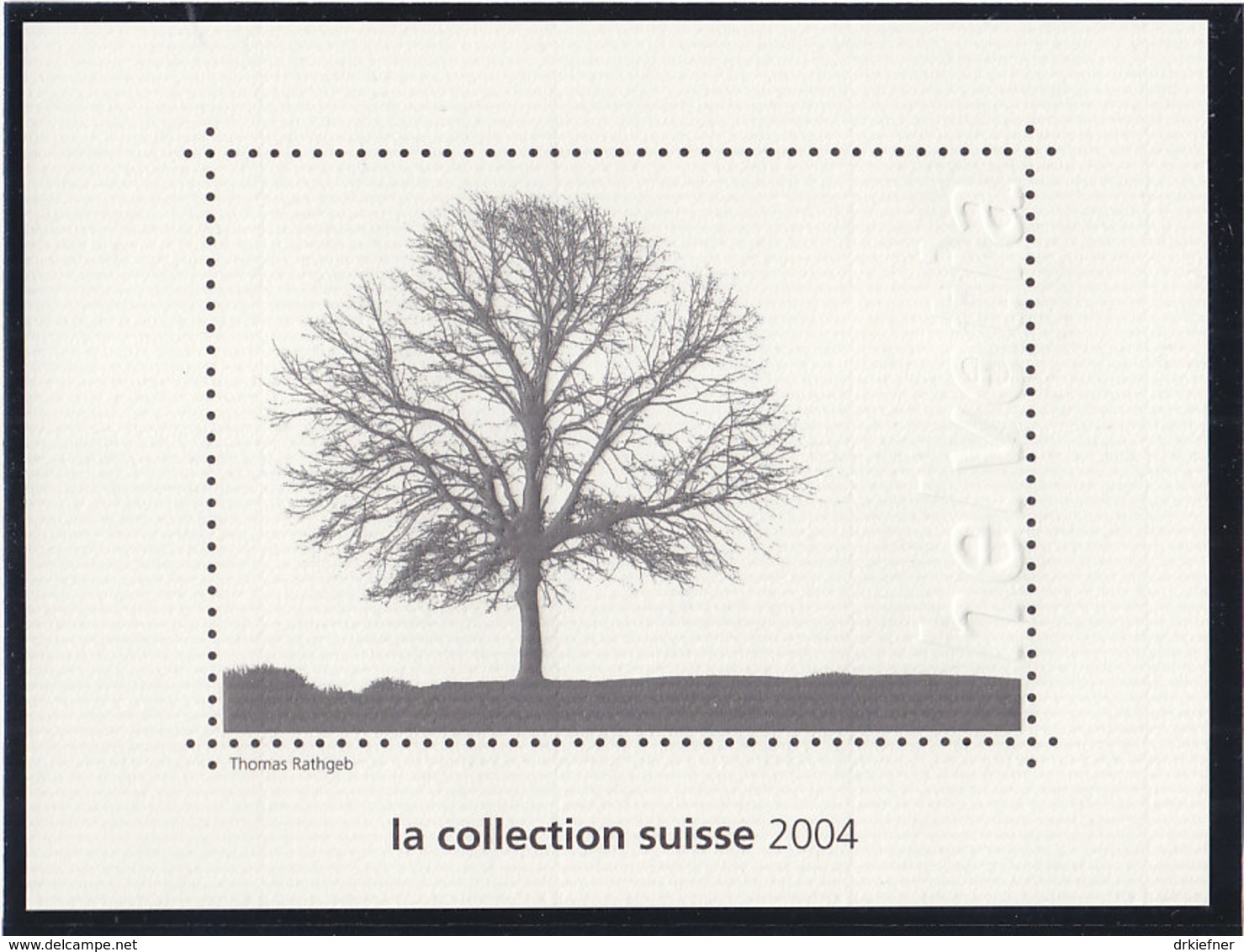 SCHWEIZ  Vignette 2004: Holzbriefmarke, Aus: Jahrbuch 2004 Der Schweizer Post, Baum - Erinnofilia