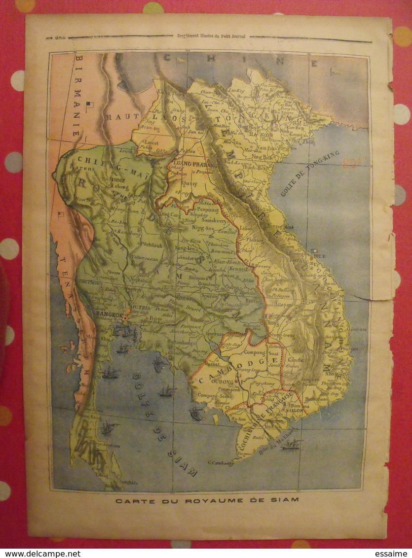 N° 142 Le Petit Journal, Supplément Illustré, Août 1893. Royaume De Siam, Bangkok Carte événements Chine - 1900 - 1949