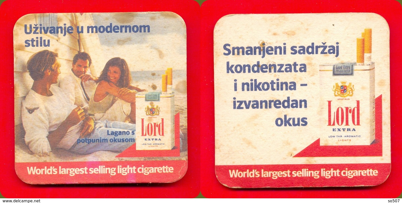 Mat,Coaster For Drink-Tobacco Cigarettes Lord Extra -Commercials Advertising Yugoslavia - Objetos Publicitarios