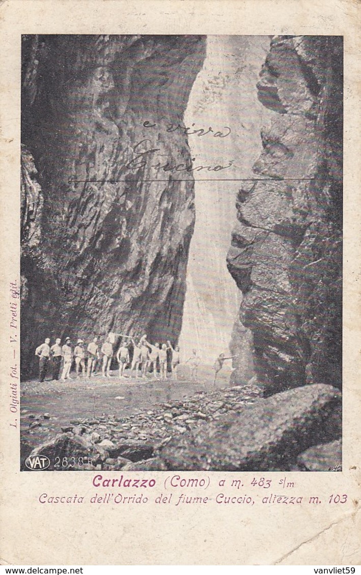 CORLAZZO-COMO-CASCATA DELL'ORRIDODEL FIUME CUCCIO-CARTOLINA VIAGGIATA NEL 1912 - Como