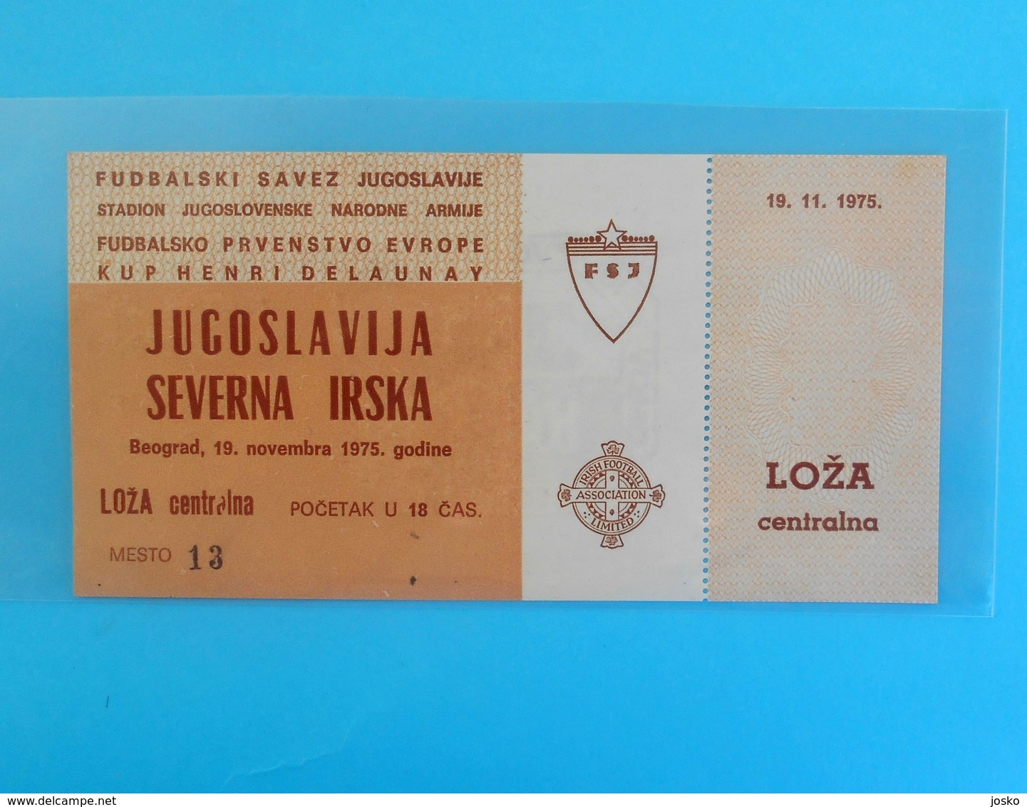 YUGOSLAVIAvs NORTHERN IRELAND - 1976 UEFA EURO Qual. Football Soccer Match Ticket * Fussball Calcio Futbol Boleto RRR - Match Tickets