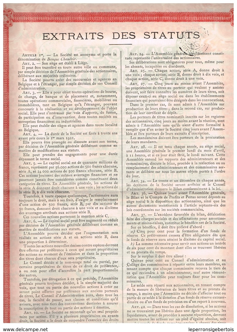 Titre Ancien - Banque Chaudoir - Société Anonyme -Titre De 1929 - Banca & Assicurazione