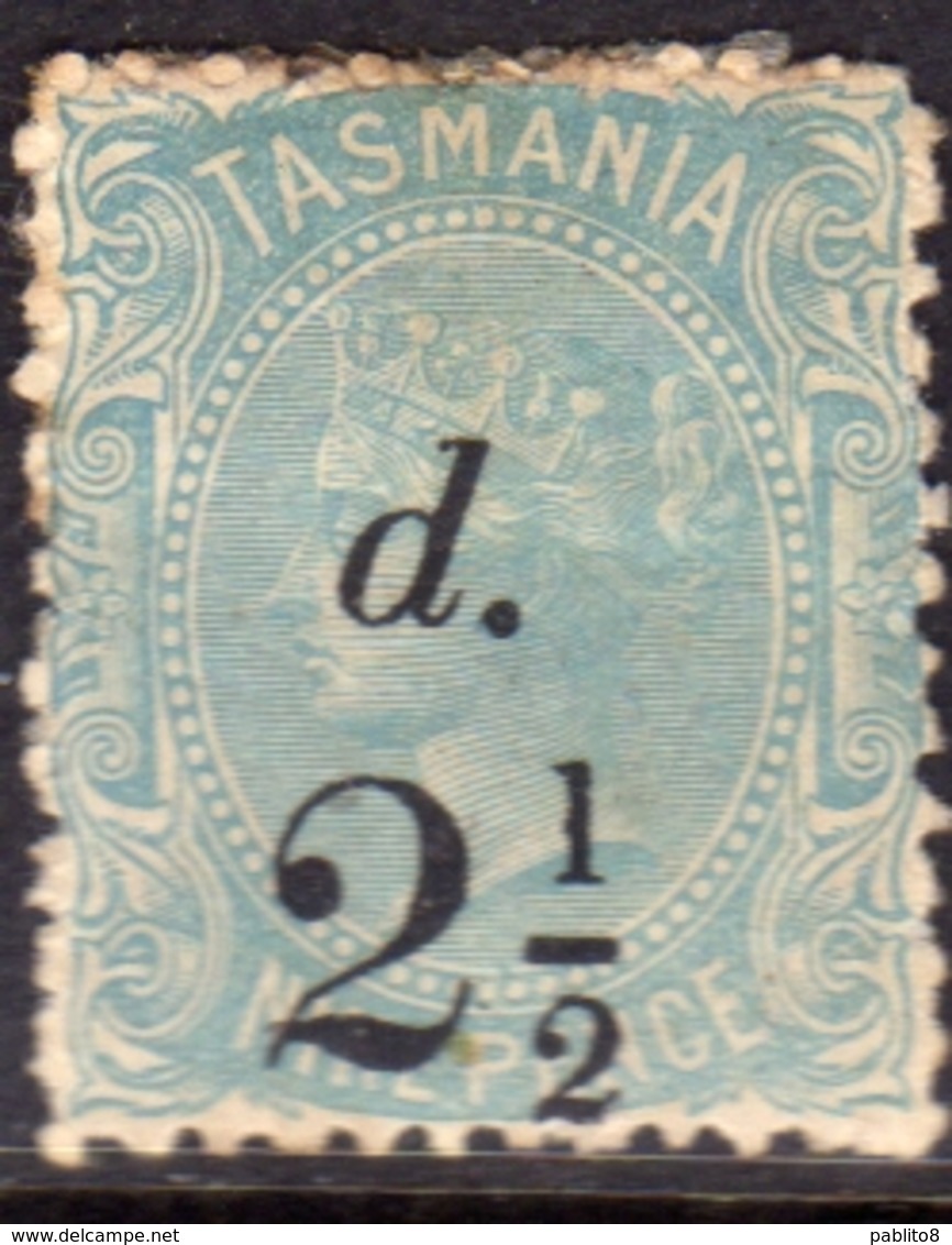 AUSTRALIA TASMANIA 1891 QUEEN VICTORIA REGINA VITTORIA SURCHARGED 2 1/2d On 9p MH - Neufs