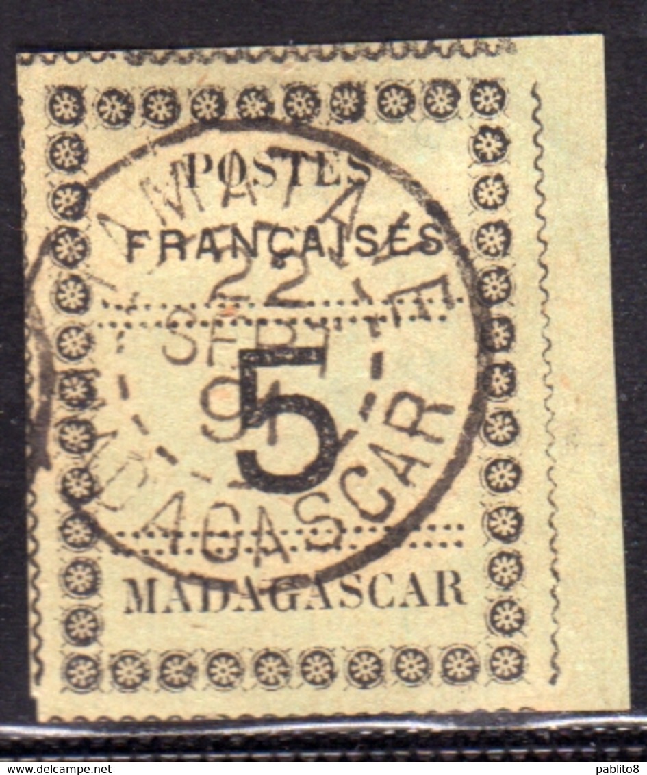 FRENCH MADAGASCAR FRANCESE MALGACHE MALAGASY REPUBLIC 1895 POSTES FRANCAISES CENT. 5c USATO USED OBLITERE' - Used Stamps