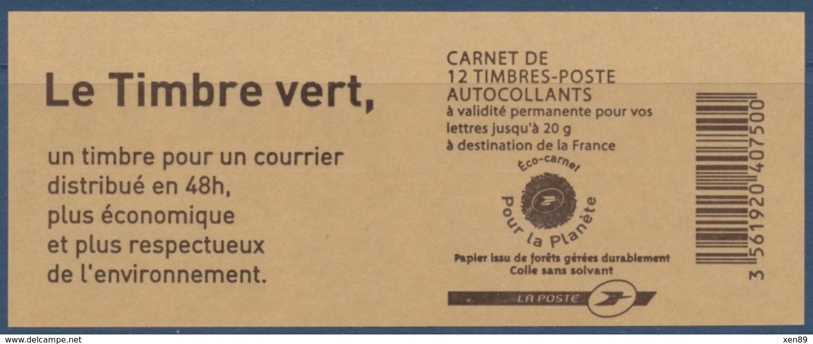 CARNET 604-C1 - Type Marianne Verte - Autres & Non Classés