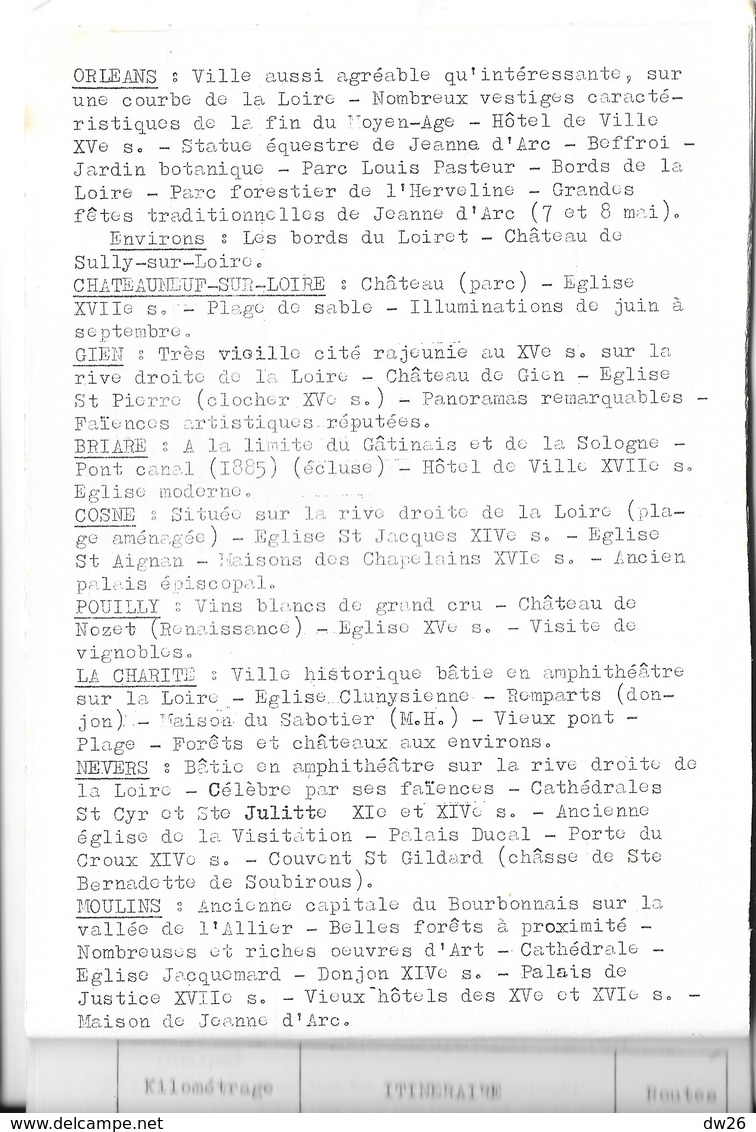L'Automobile Club De L'Ouest Vous Propose Un Itinéraire (Ancêtre Du G.P.S.) Carnet Avec Kms Et Lieus Touristiques - Auto