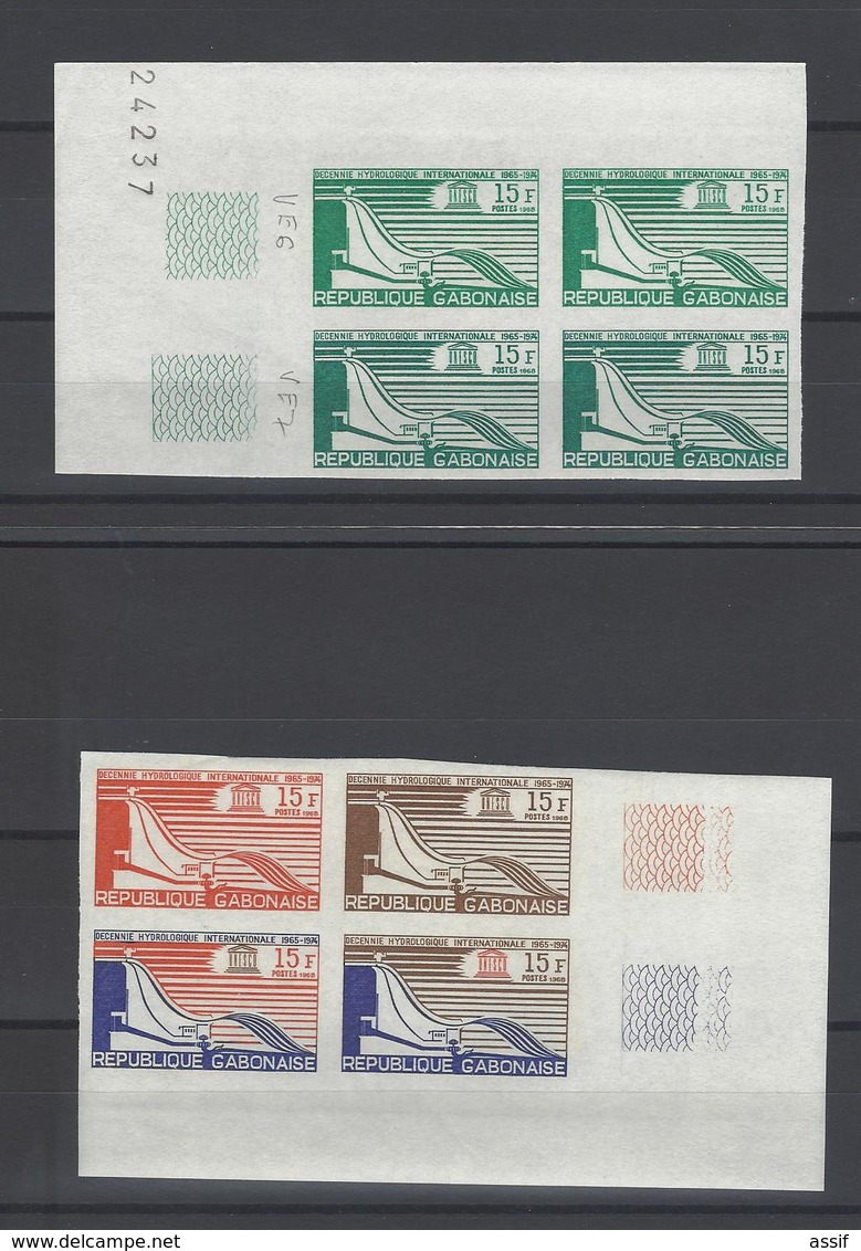 GABON ESSAI DE COULEUR YT N° 226 HYDROLOGIE BLOC DE 4 (x2) NEUF MNH ** /FREE SHIPPING R - Gabón (1960-...)