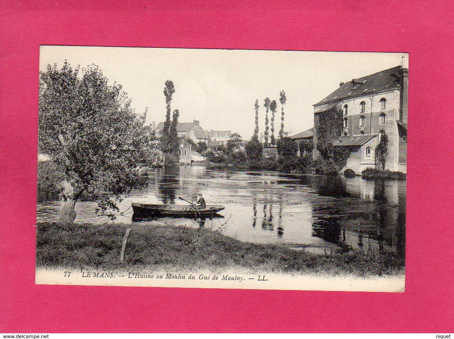 72 Sarthe, LE MANS, L'Huisme Au Moulin Du Gué De Maulny, Animée, Barque, 1916, (L. L.) - Le Mans