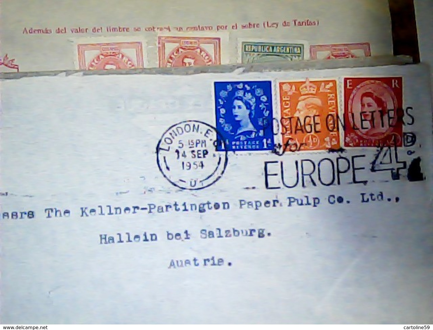 ENGLAND  FOR EUROPE  ITALIA 4 D  1 + 1,5 + 0,5 D STAMP  SELO TIMBRE  VB1954  HK4826 - Covers & Documents