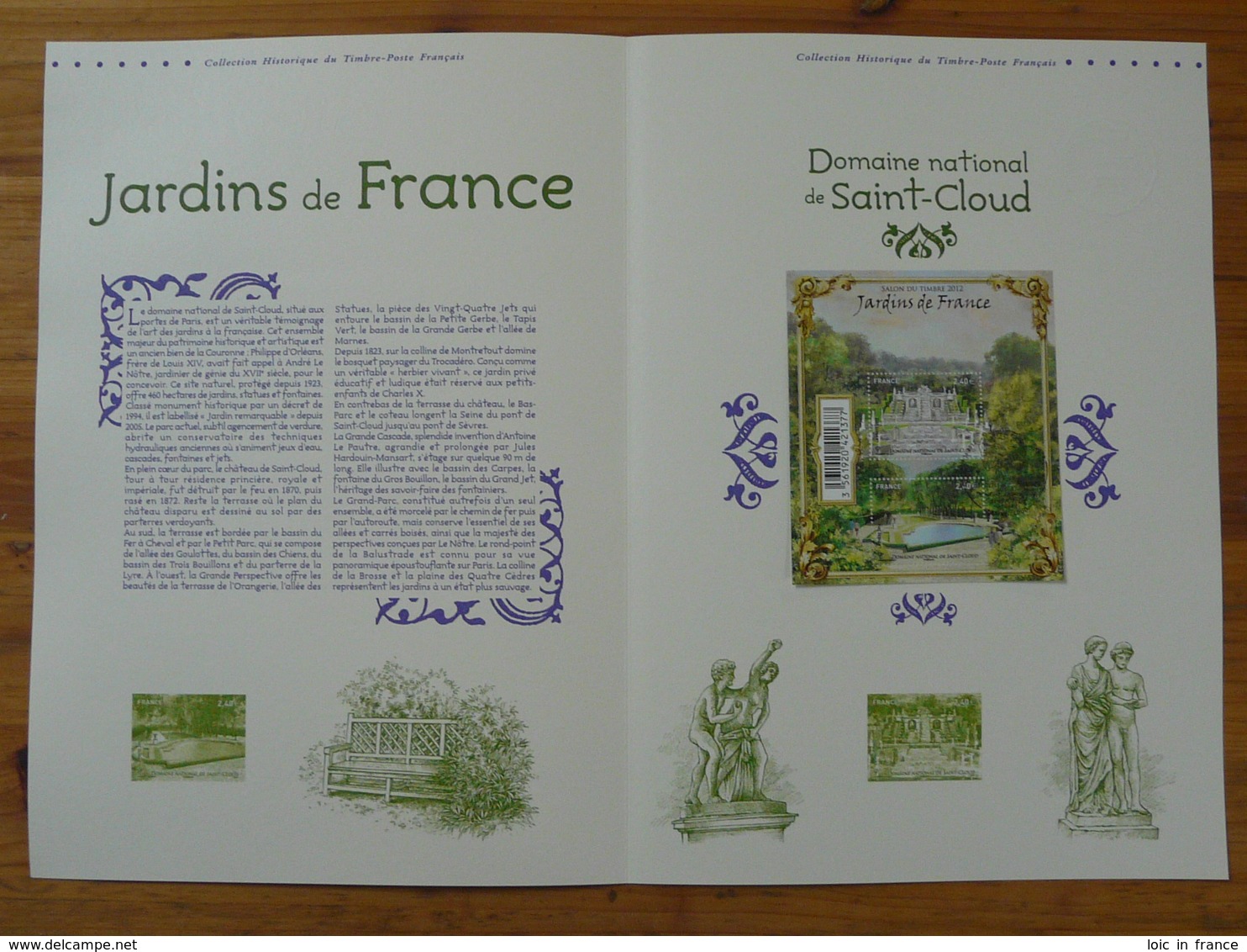 Document Officiel FDC 12-592 Parc De Saint-Cloud Jardins De France Bloc Salon Du Timbre 2012 - 2010-2019