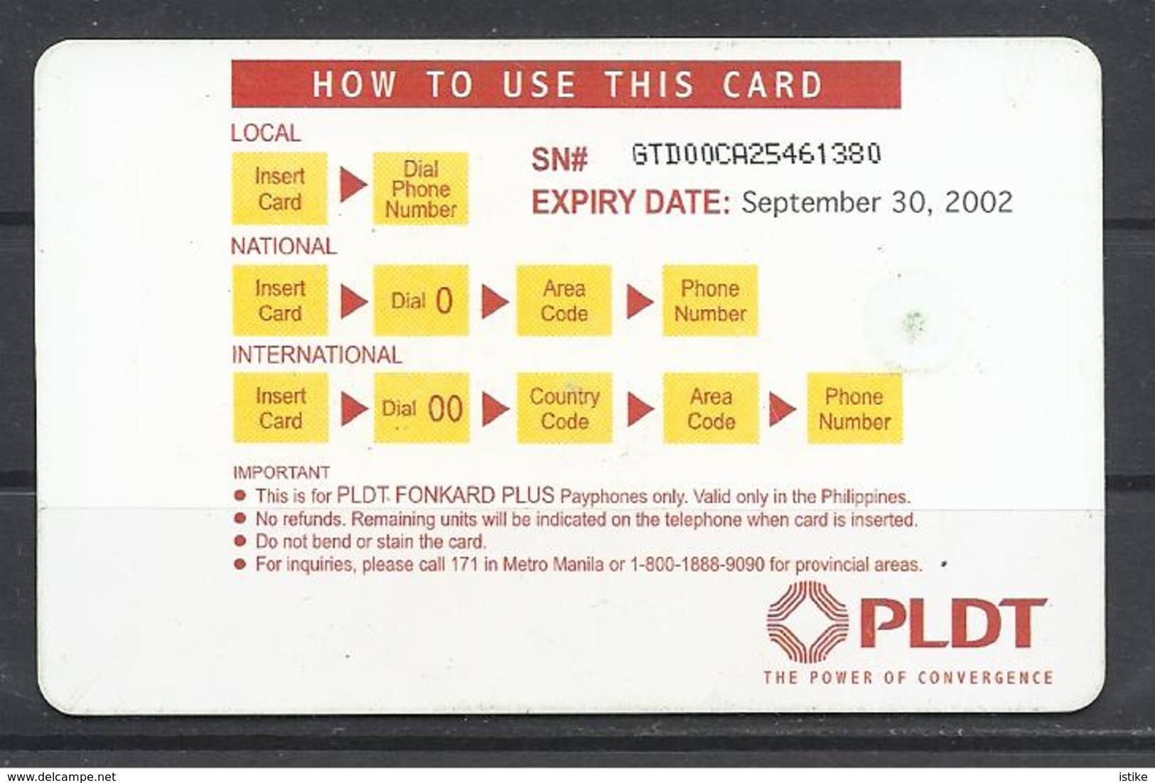 Philippines, PLDT, Fonkard Plus, 2002. - Philippines