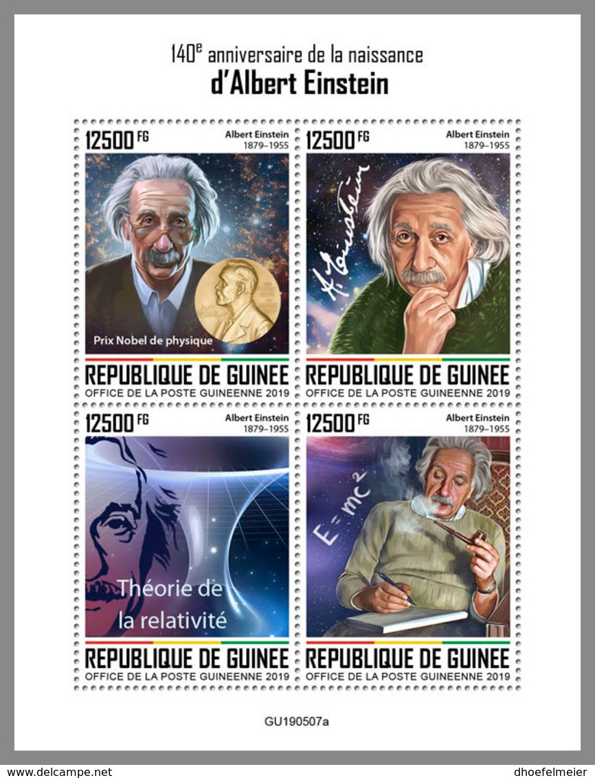 GUINEA REP. 2019 MNH 140. Birthday Albert Einstein M/S - OFFICIAL ISSUE - DH2005 - Albert Einstein