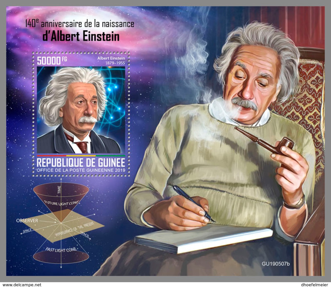 GUINEA REP. 2019 MNH 140. Birthday Albert Einstein S/S - OFFICIAL ISSUE - DH2005 - Albert Einstein