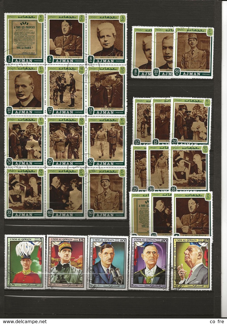 Petit Lot De Timbres Sur De Gaulle 6 Scans (lire La Description) - De Gaulle (Generale)