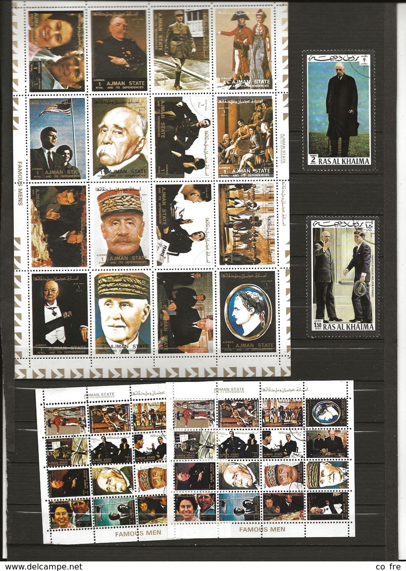 Petit Lot De Timbres Sur De Gaulle 6 Scans (lire La Description) - De Gaulle (Generale)