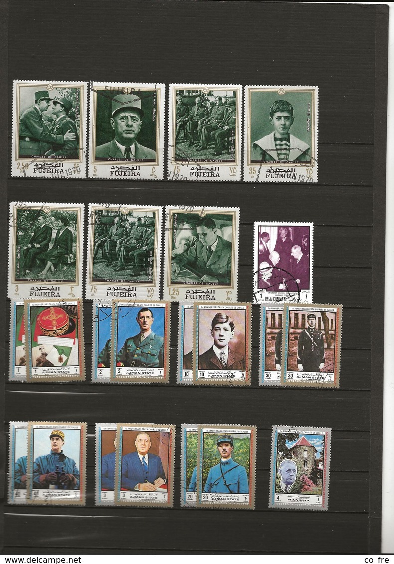 Petit Lot De Timbres Sur De Gaulle 6 Scans (lire La Description) - De Gaulle (Generale)