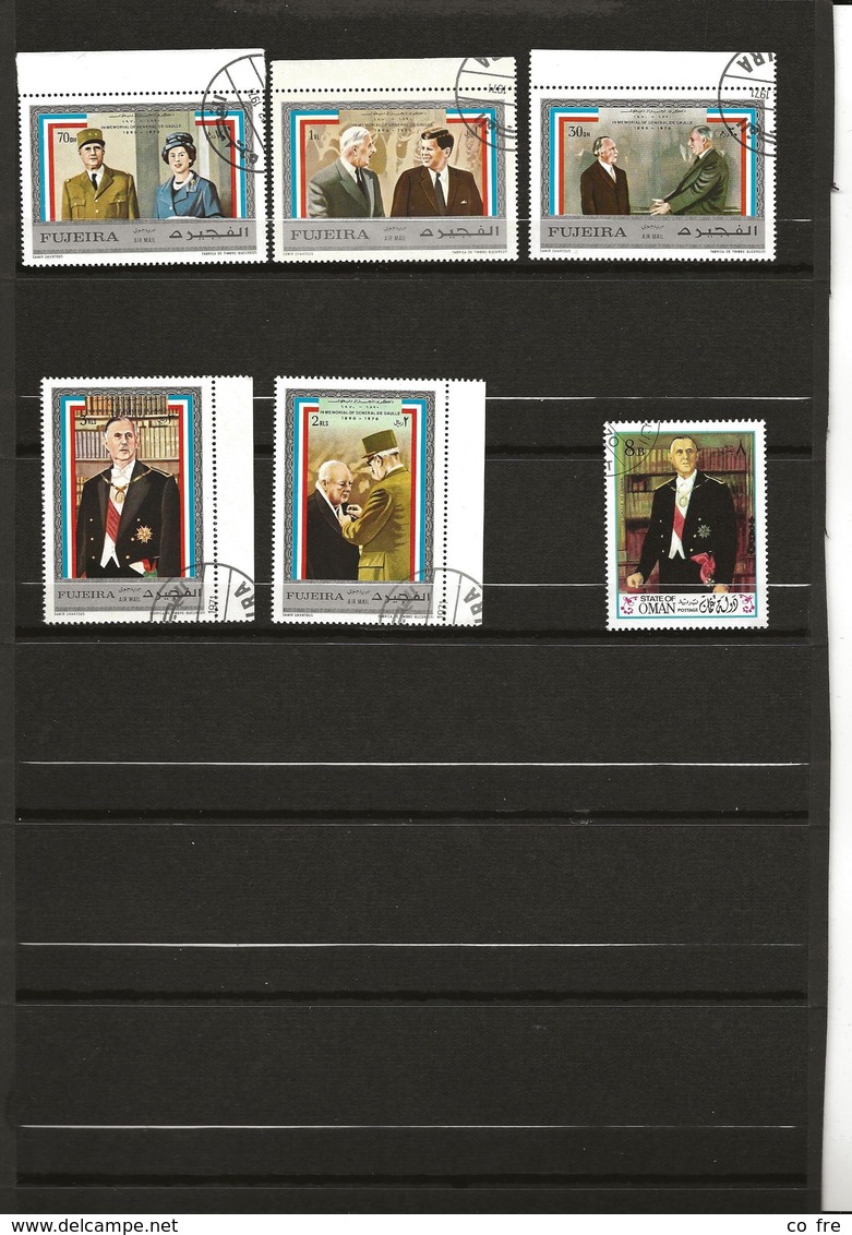 Petit Lot De Timbres Sur De Gaulle 6 Scans (lire La Description) - De Gaulle (Generale)