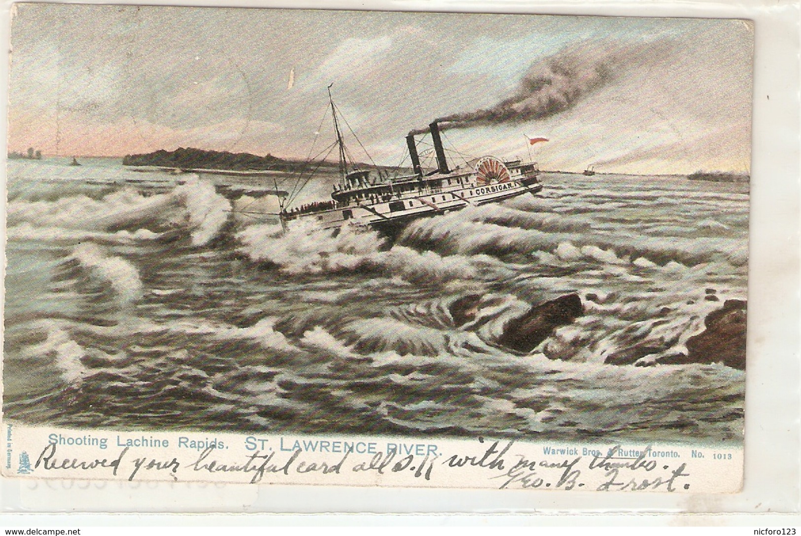 "Shooting Lachine Rapids. St.Lawrence River" Tuck Postcard Series 1062 - Tuck, Raphael