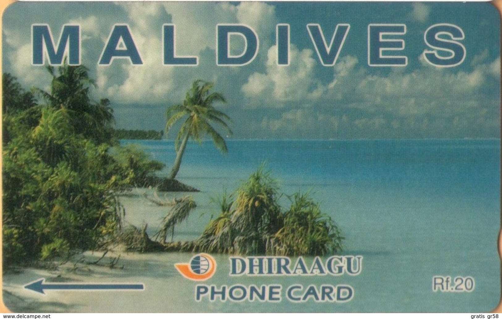 Maldives - MV: MAL-M-3A, GPT, Coconut Palms, Maldives, Beaches, 3MLDA, 2,500ex, 2000, Heavily Used - Maldive