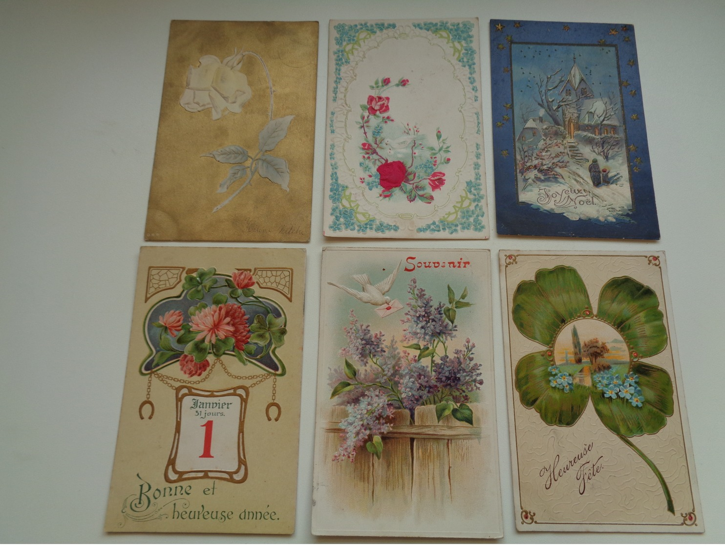 Beau lot de 60 cartes postales de fantaisie gaufrées  gaufrée       Mooi lot van 60 postkaarten van fantasie reliëf