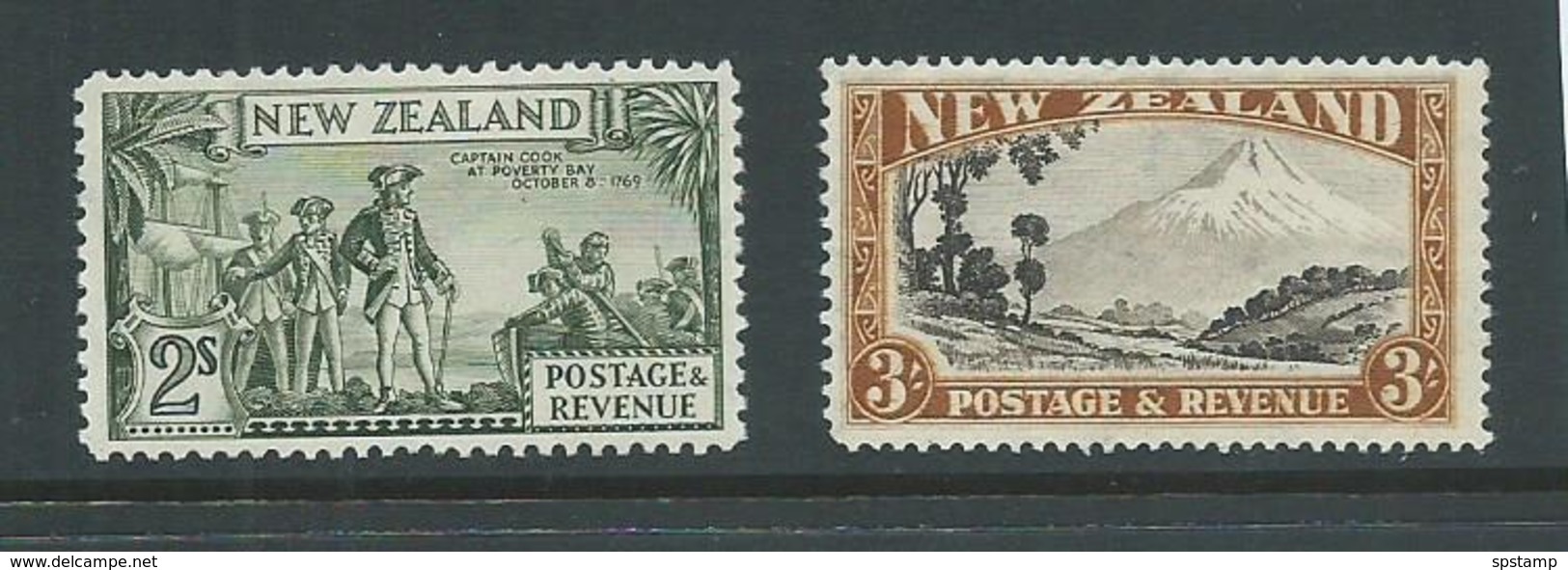 New Zealand 1936 2 Shilling Cook & 3 Shilling Mount Egmont MLH - Unused Stamps