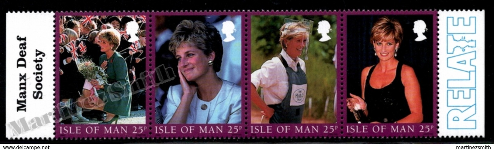 Isle Of Man 1998 Yvert 818-821, Tribute To Diana Princess Of Wales - Manx Deaf Society Tab - MNH - Nuovi