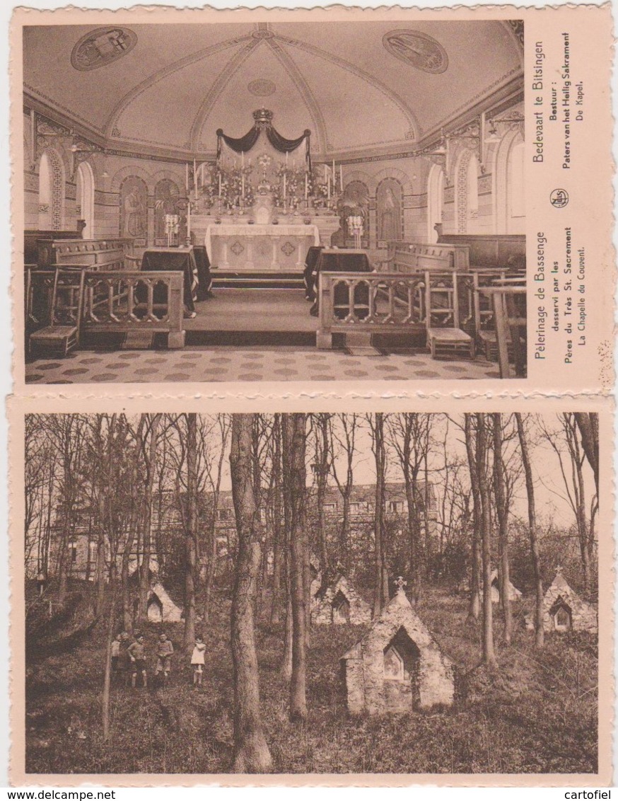 BASSENGE-BITSINGEN-PELERINAGE-2 CARTES-CHAPELLE DU COUVENT+CHAPELLES DU ROSAIRE-CARTES VIERGE-VOYEZ LES 2 SCANS - Bassenge