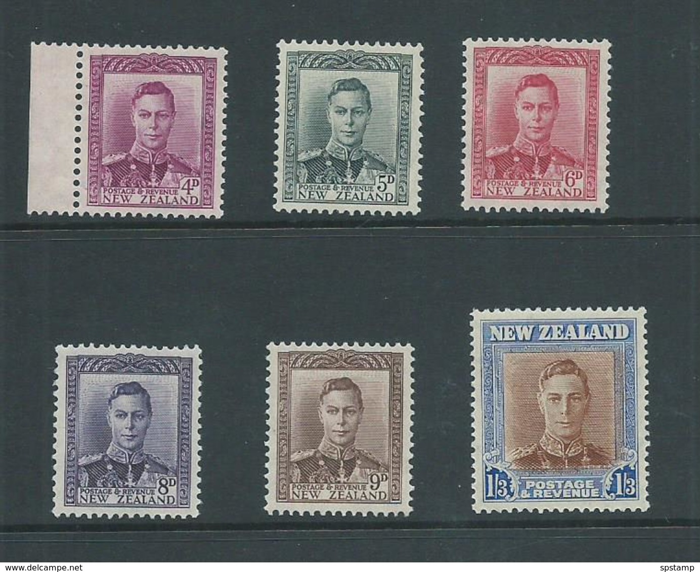 New Zealand 1947 KGVI Part Set Of Six 4d -> 1/3 MNH , 8d With Vertical Gum Roll - Ongebruikt