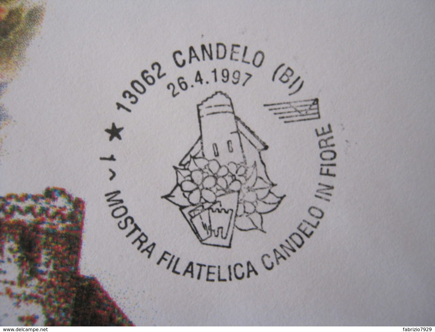 A.13 ITALIA ANNULLO 1997 CANDELO BIELLA MOSTRA FILATELICA FIORE FIORI RICETTO CASTELLO FORTIFICAZIONE MEDIOEVO - Altri & Non Classificati