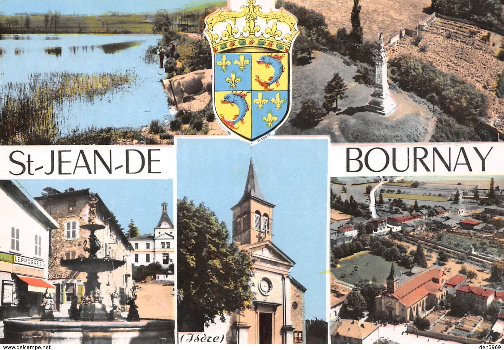 SAINT-JEAN-de-BOURNAY - Vues Multiples - Eglise - Fontaine - Blason Dauphins Robert Louis - Saint-Jean-de-Bournay