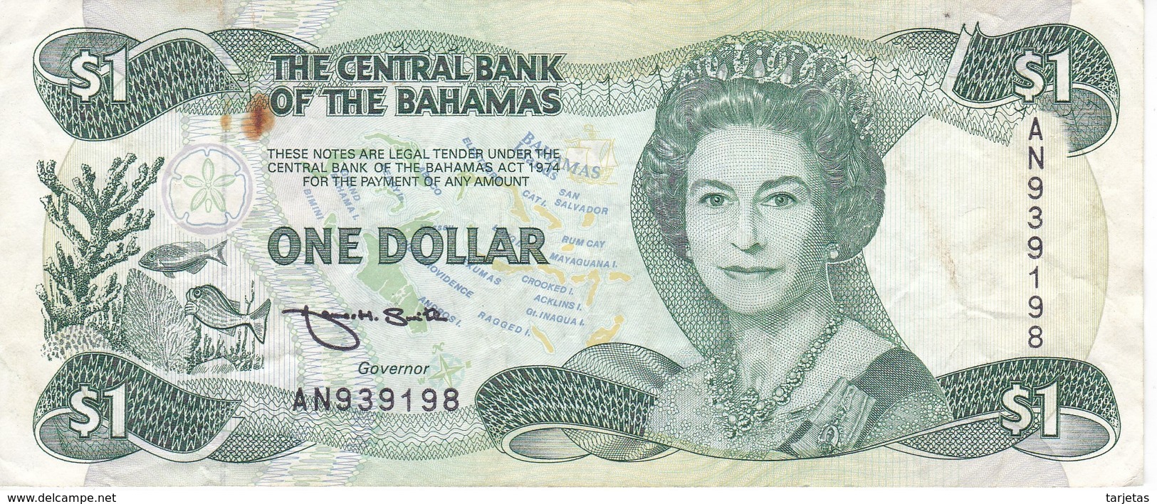 BILLETE DE BAHAMAS DE 1 DOLLAR DEL AÑO 1984  (BANKNOTE) - Bahamas