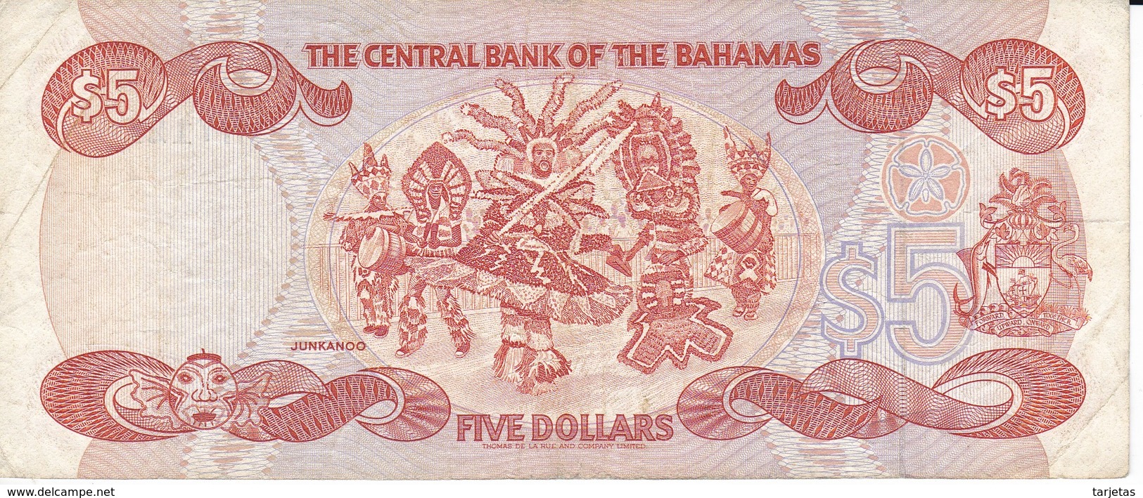 BILLETE DE BAHAMAS DE 5 DOLLARS DEL AÑO 1984  (BANKNOTE) - Bahamas