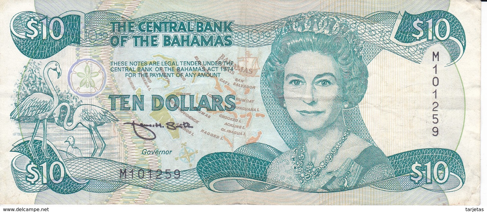 BILLETE DE BAHAMAS DE 10 DOLLARS DEL AÑO 1984  (BANKNOTE) - Bahamas