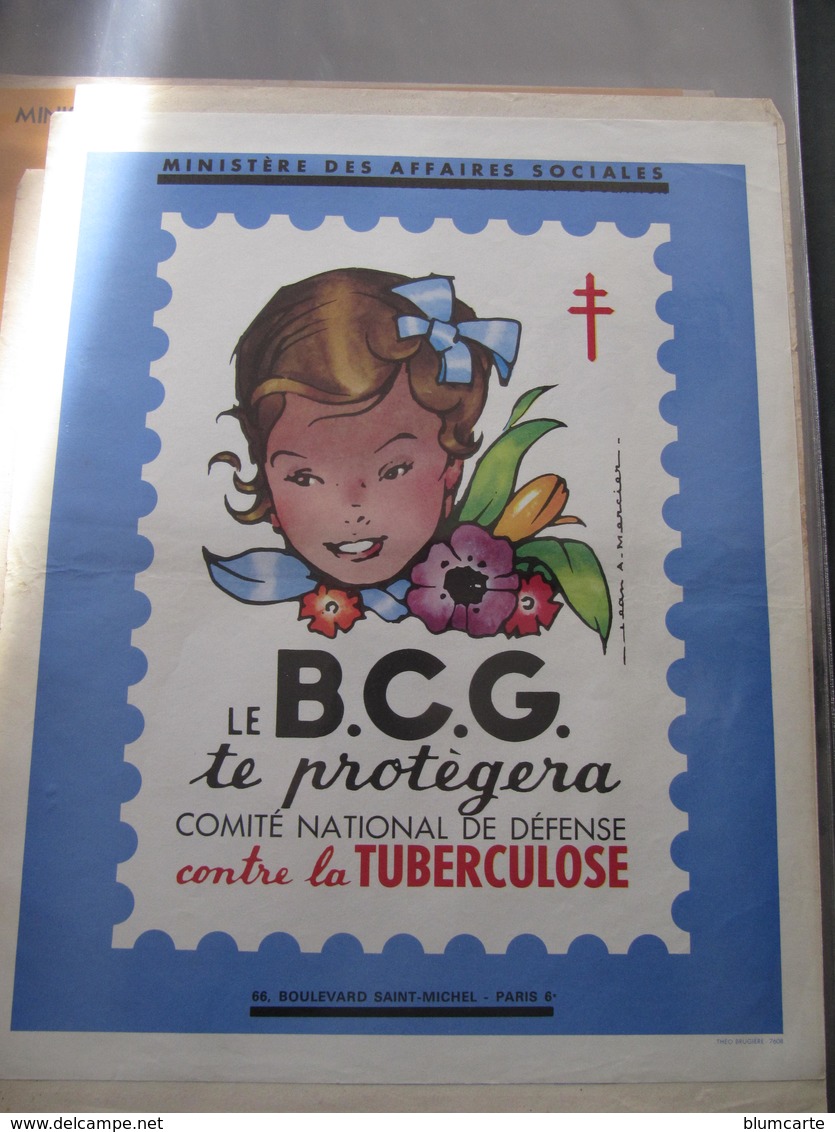 AFFICHE B.C.G. - Signée Jean  A. MERCIER - FILLE - CONTRE LA TUBERCULOSE -  Format : 37 X 30 Cm - Affiches