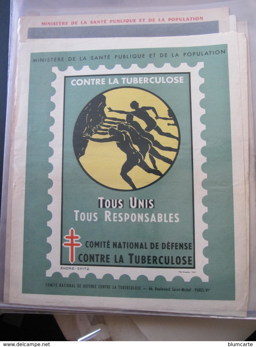 AFFICHE  - Signée André SPITZ - CONTRE LA TUBERCULOSE - TOUS UNIS TOUS RESPONSABLES -   Format : 37 X 30 Cm - Affiches