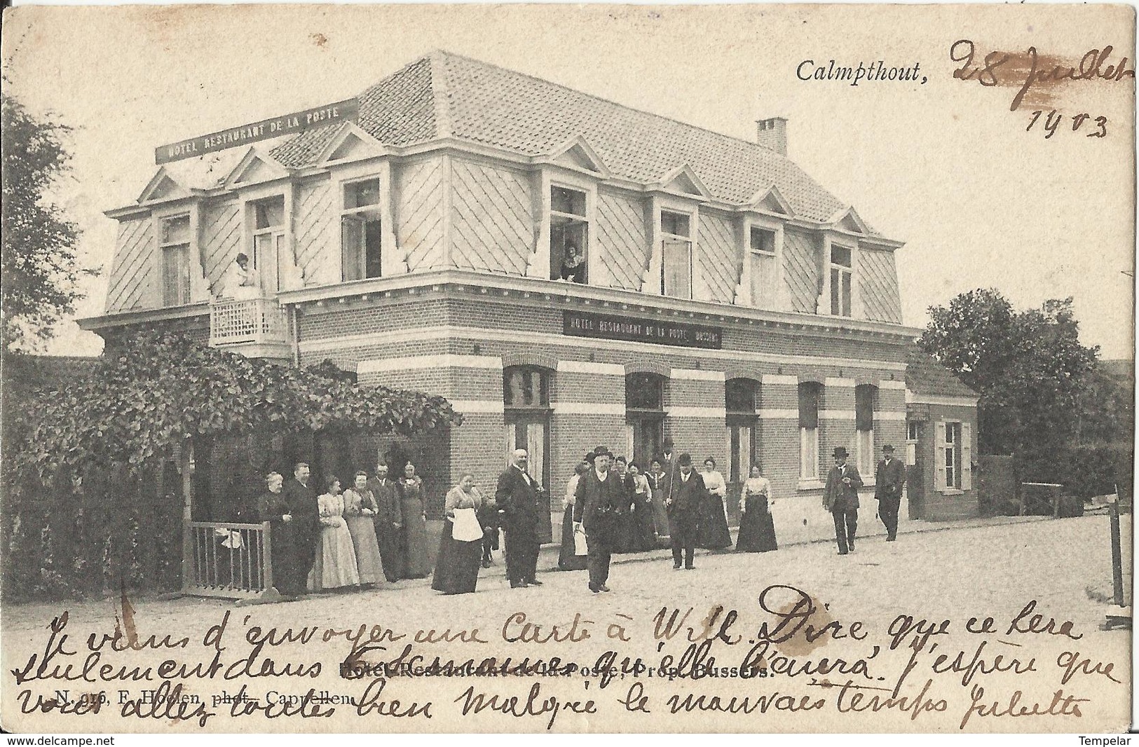 Kalmthout  - Calmpthout - Hôtel-Restaurant De La Poste -  Prop. Bussers 1903 (Uitg Hoelen N. 916) - Kalmthout