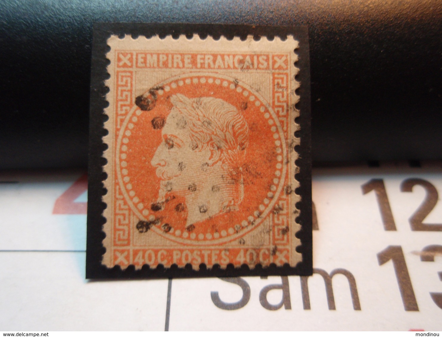 Timbre Empire Français Napoléon III, Lauré, 40 C. Orange. Avec Support + Charnière - 1863-1870 Napoléon III Lauré