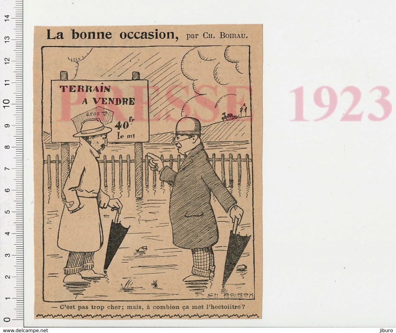 Humour De 1923 Terrains à Vendre Immobilier Zone Inondable ?? Parapluie Prix Du Terrain CHV-21 - Non Classés