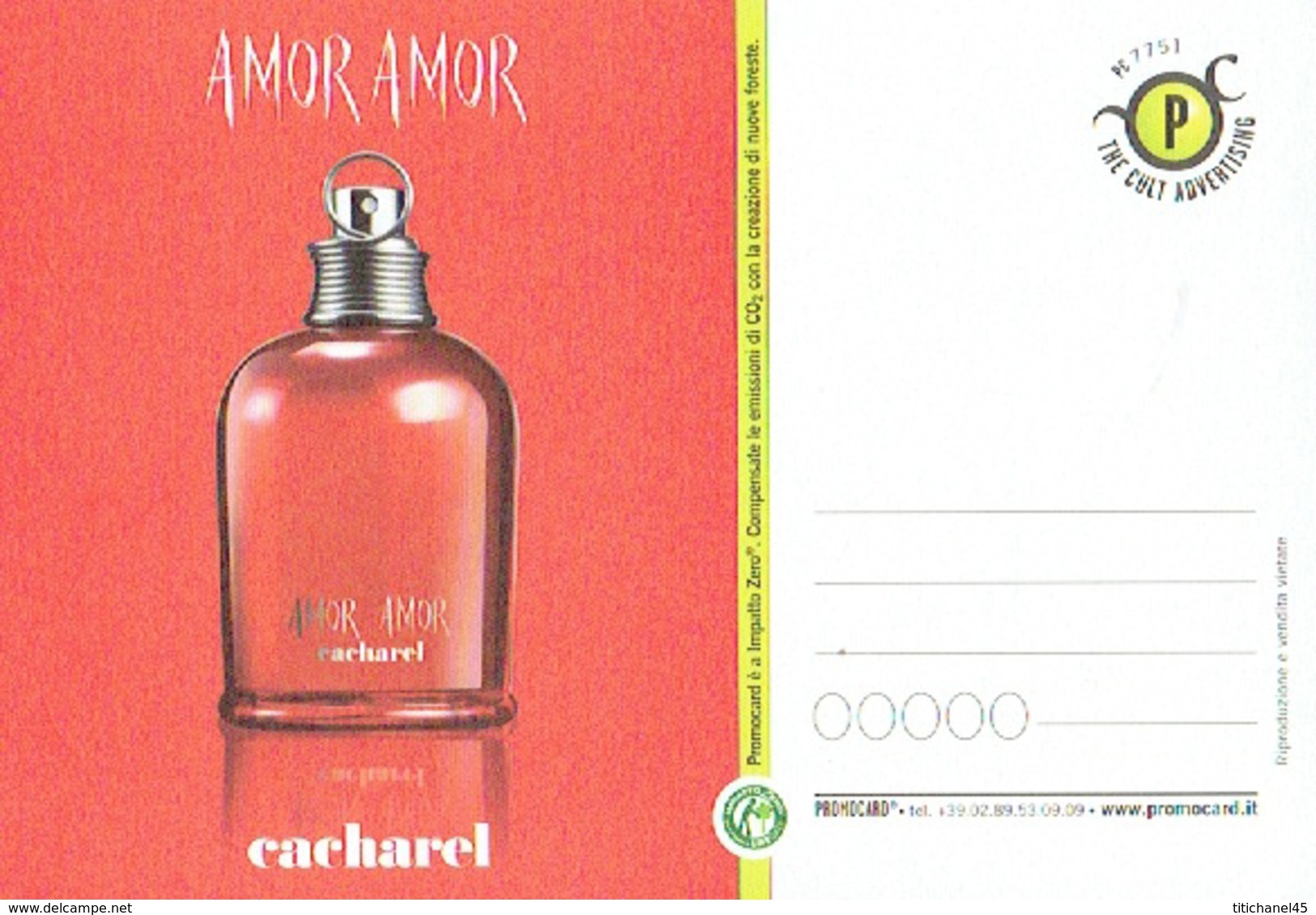 Carte-stickers  ITALIE Parfum  AMOR AMOR  De CACHAREL - Modernes (à Partir De 1961)