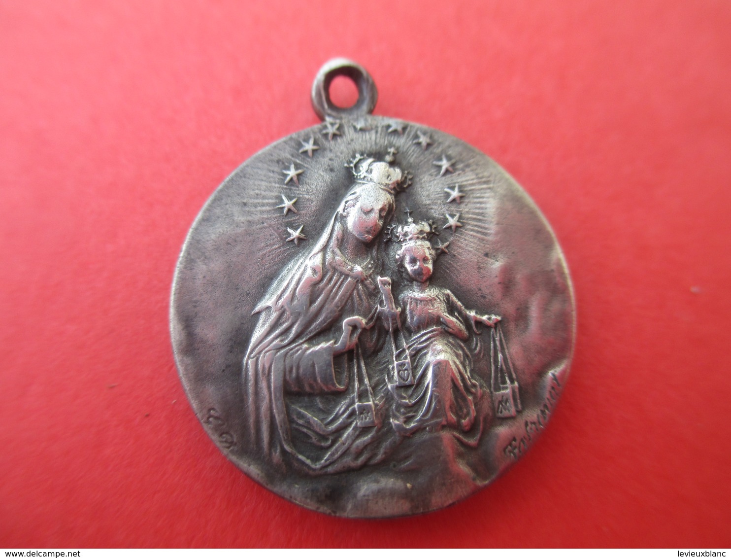 Médaille Religieuse Ancienne/ Coeur De Jésus Et Vierge à L'enfant/Bronze Nickelé/ Début XXéme     CAN562 - Religion & Esotericism