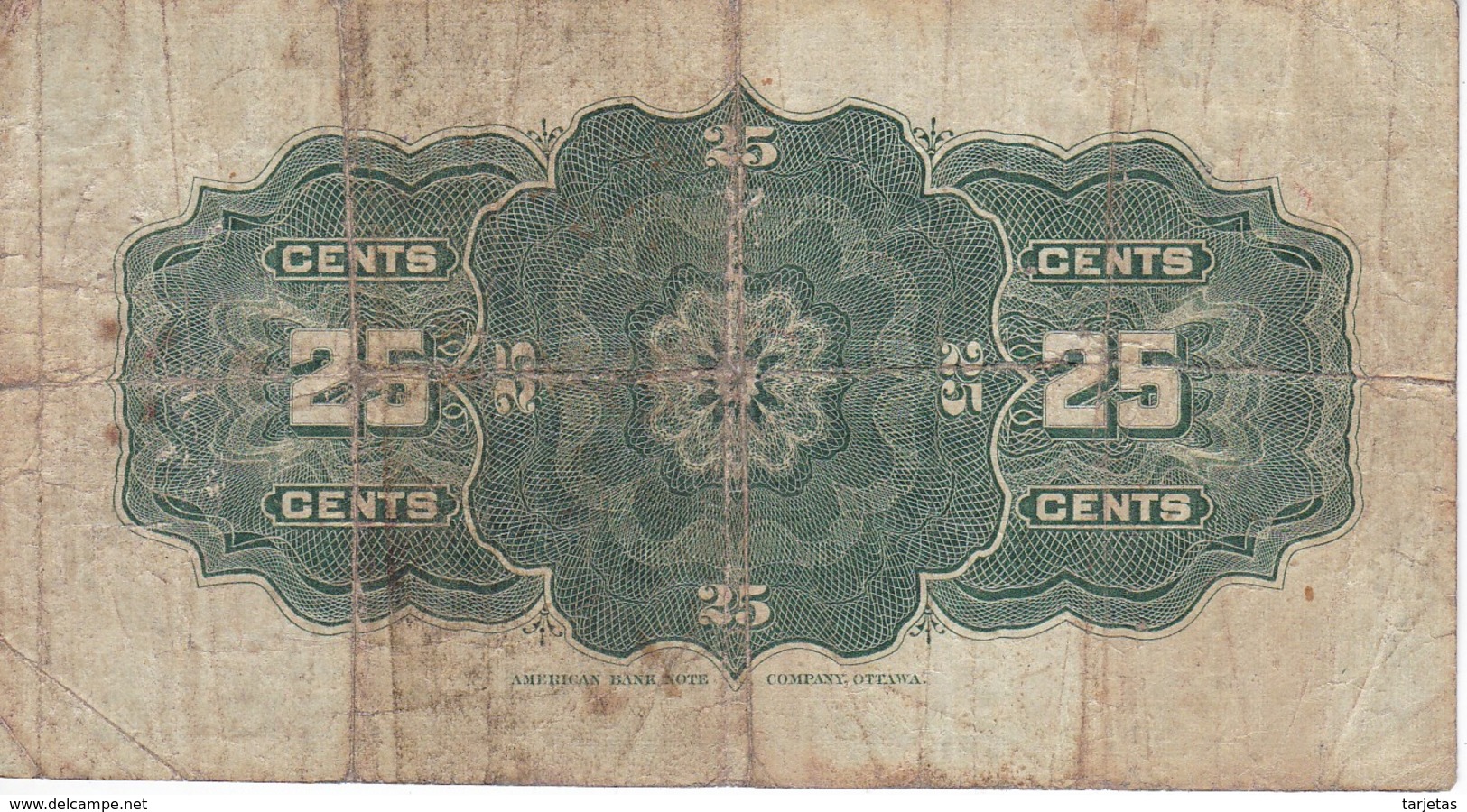 BILLETE DE CANADA DE 25 CENTIMOS DEL AÑO 1900  (BANKNOTE) - Canada