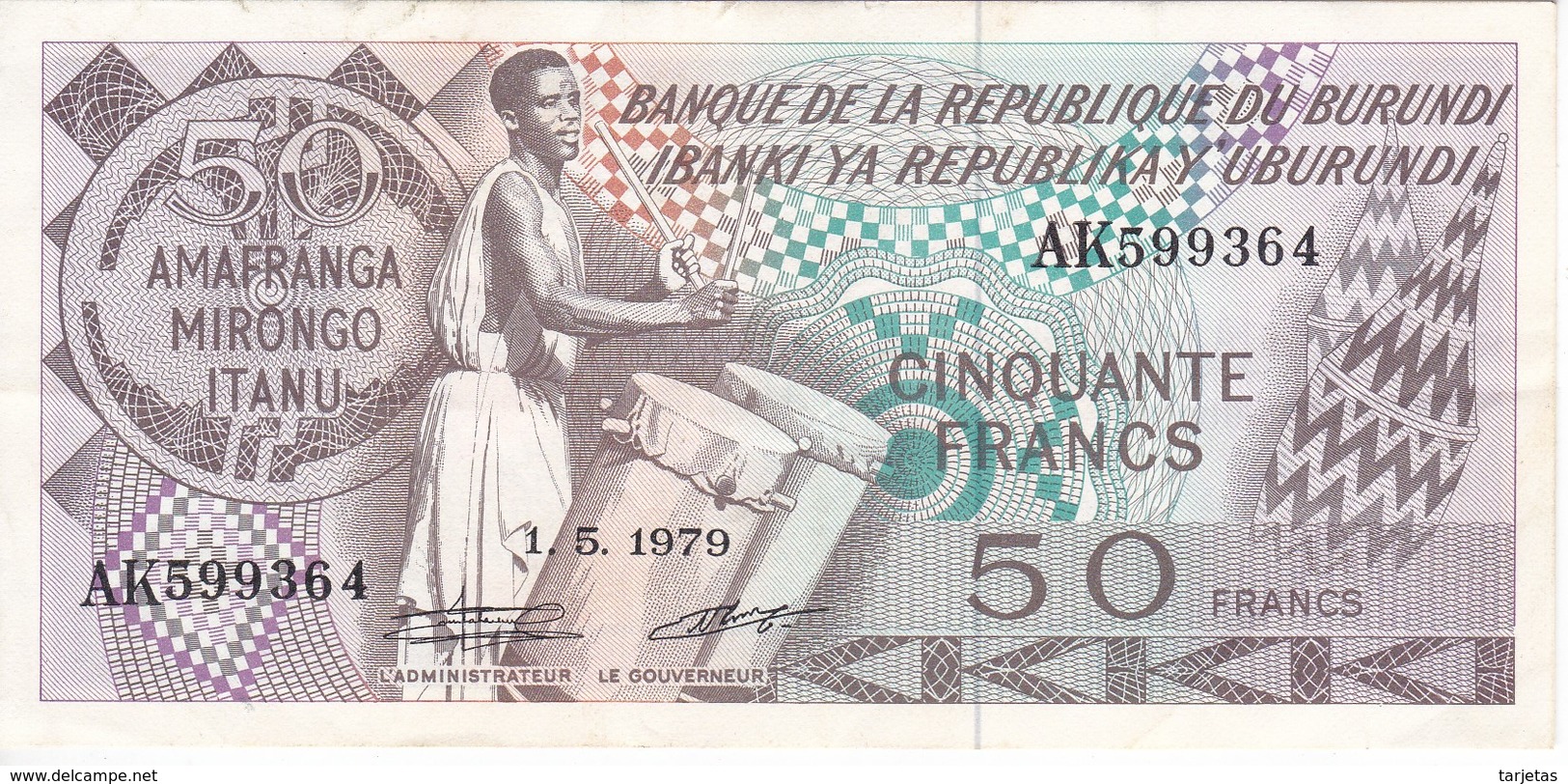 BILLETE DE BURUNDI DE 50 FRANCS DEL AÑO 1979 (BANKNOTE) - Burundi