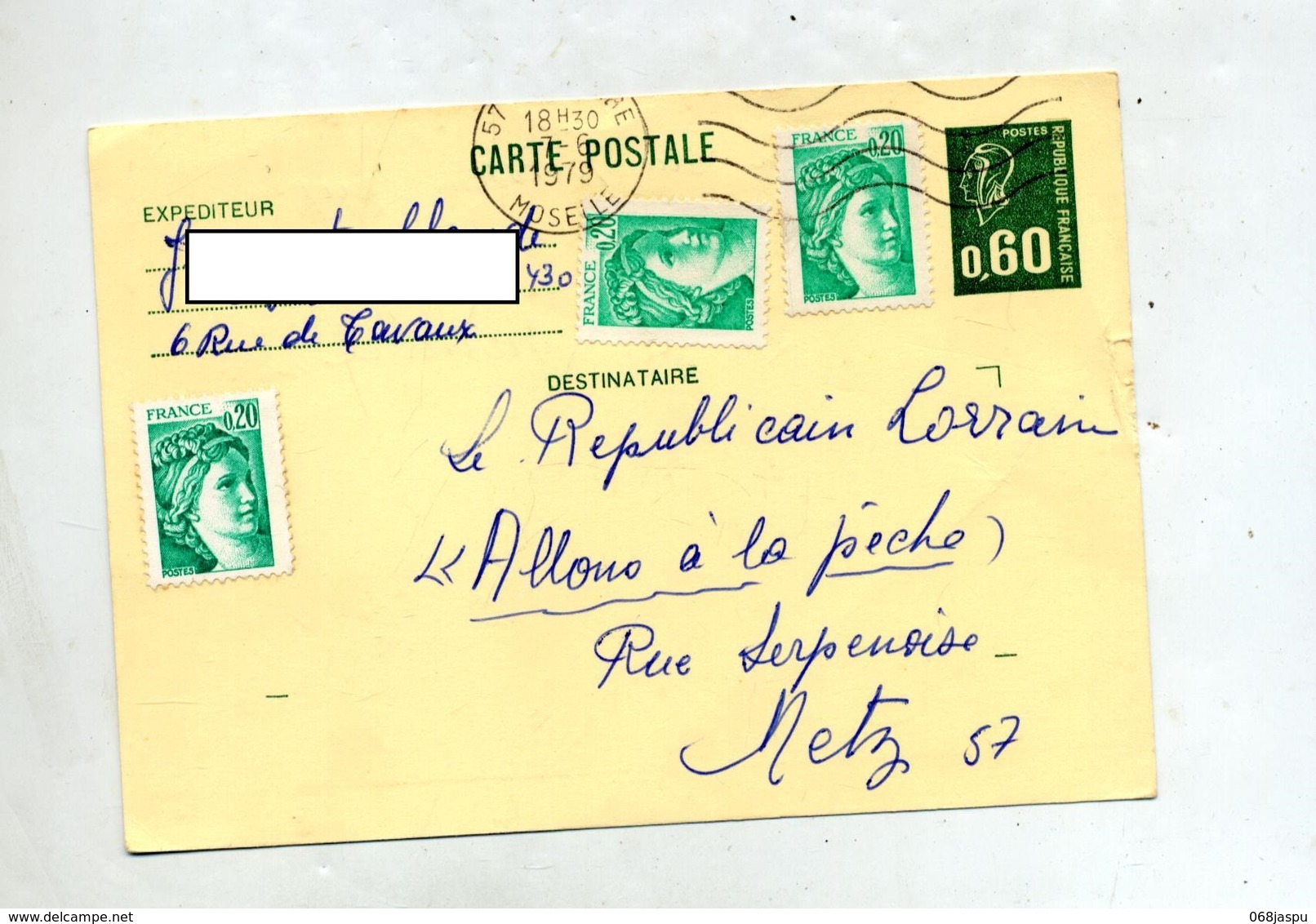 Carte Postale 0.60 Bequet Flamme Muette - Cartes Postales Types Et TSC (avant 1995)