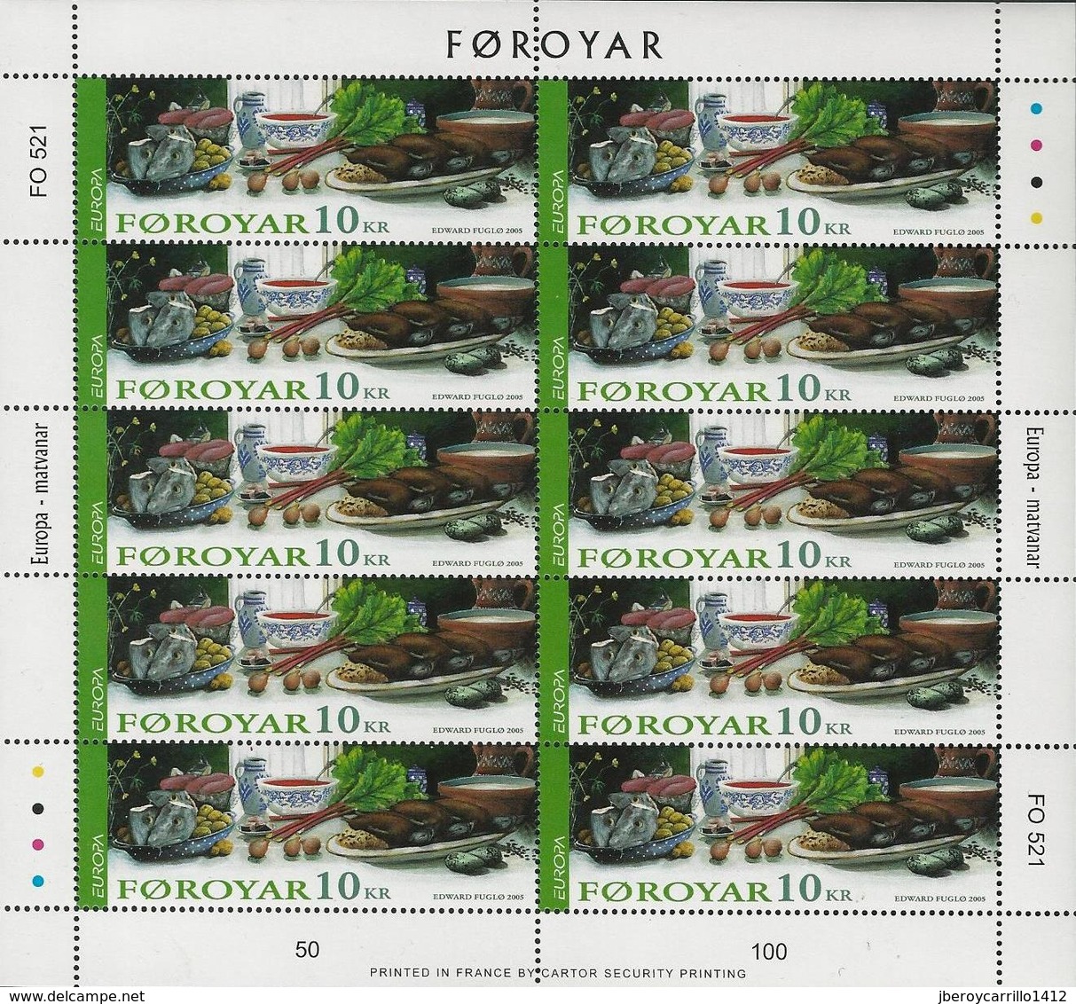 FEROE / FÄROE ISLANDS// FØROYAR // FÄROËR - EUROPA  2005- "GASTRONOMIA - GASTRONOMY - GASTRONOMIE"- 2 SHEETS Of 10  MINT - 2005