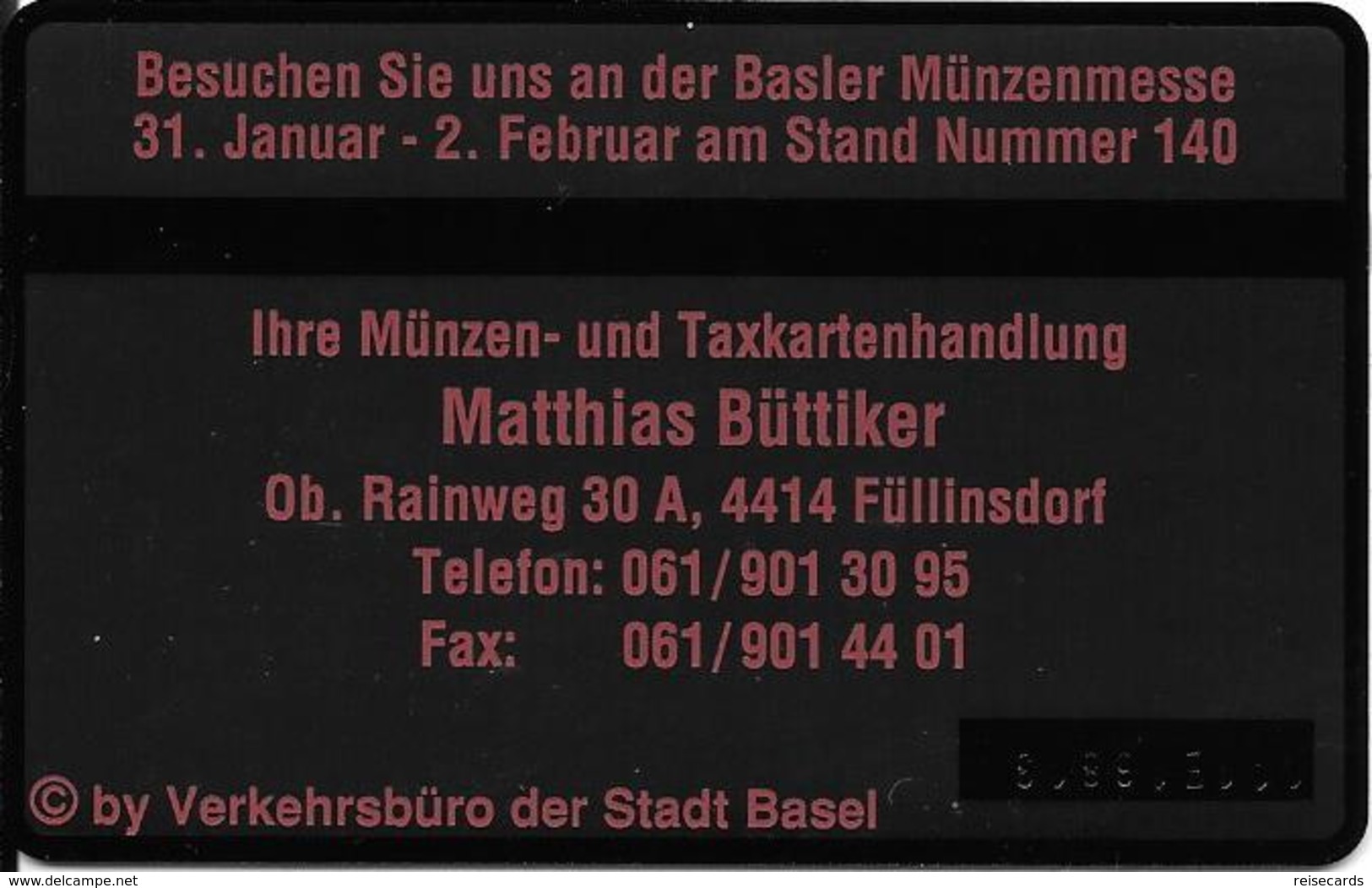Switzerland: PTT K-91/106A 111E Basler Münzenmesse - Matthias Büttiker - Svizzera