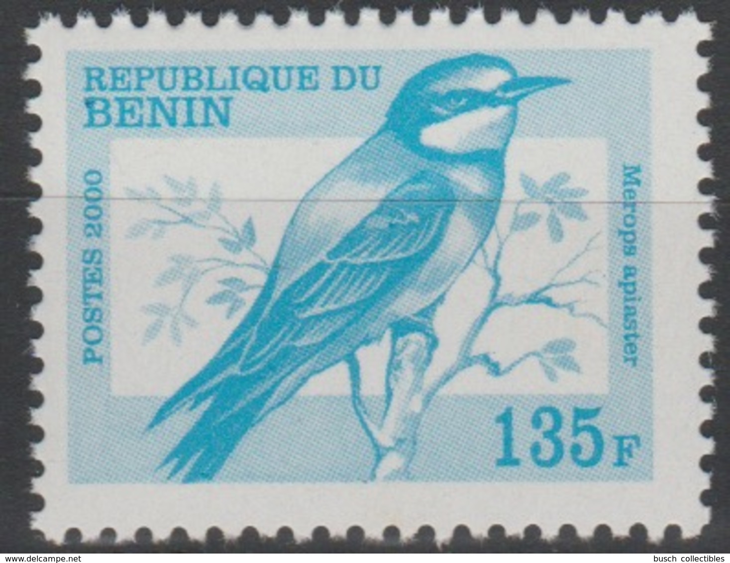 Bénin 2000 Mi. I1232 135 F Fauna Faune Bird Oiseau Vogel Merops Apiaster MNH** Rare - Benin – Dahomey (1960-...)