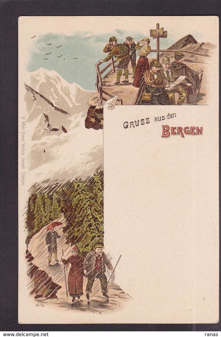 CPA Suisse Helvétia Schweiz Svizzera Non Circulé Gruss BERGEN Alpinisme Litho - Berg