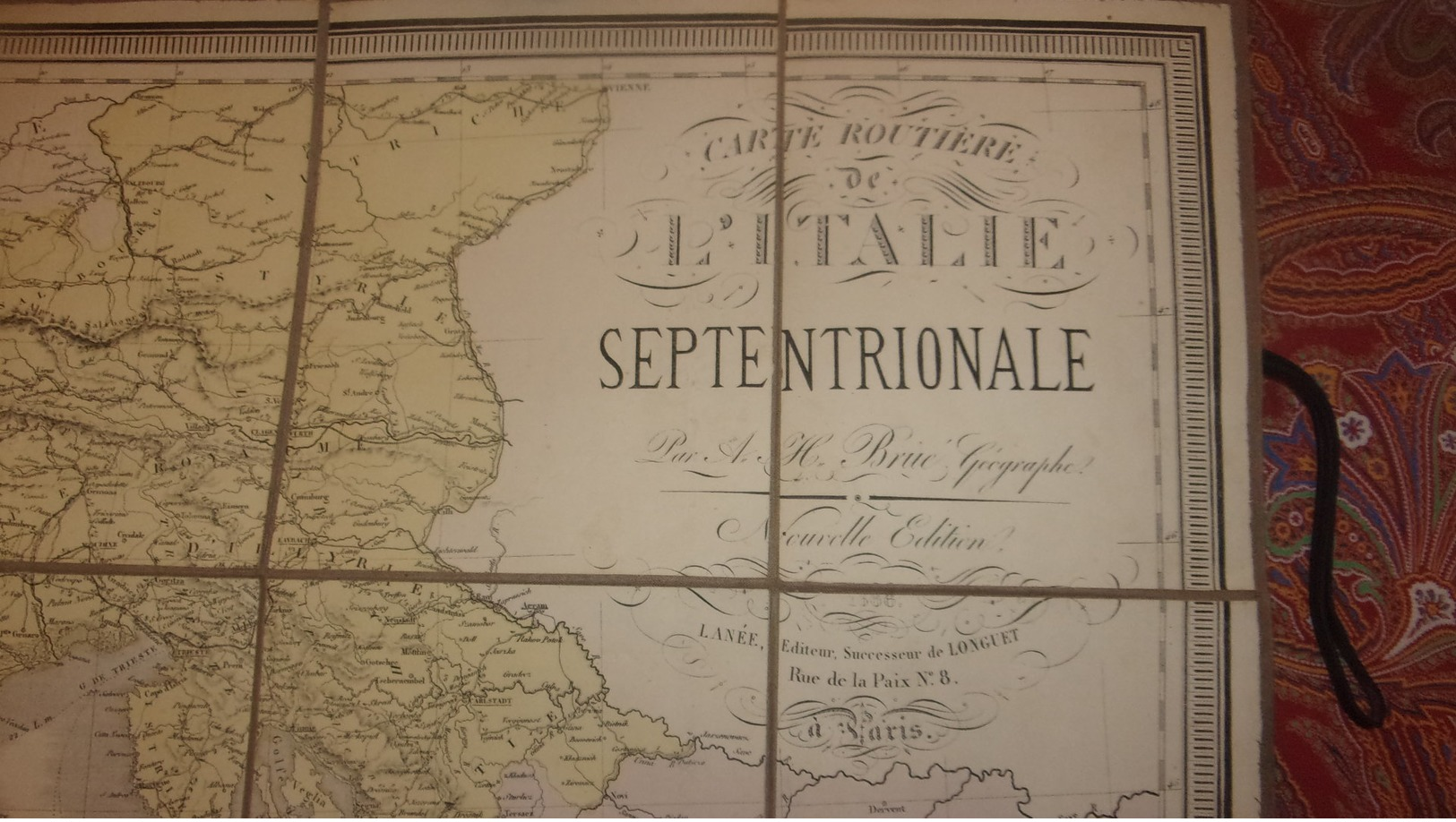 1866 ITALIE TOILEE CARTE ROUTIERE DE L ITALIE SEPTENTRIONALE BRUE GEOGRAPHE COULEUR TBE - Cartes Routières