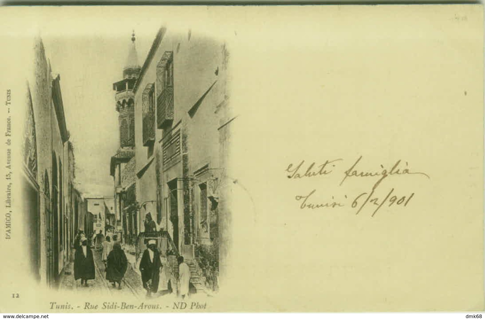 AFRICA - TUNISIA - TUNIS - RUE SIDI BEN AROUS - EDIT D'AMICO - MAILED TO ITALY 1900s ( BG7633) - Tunisia