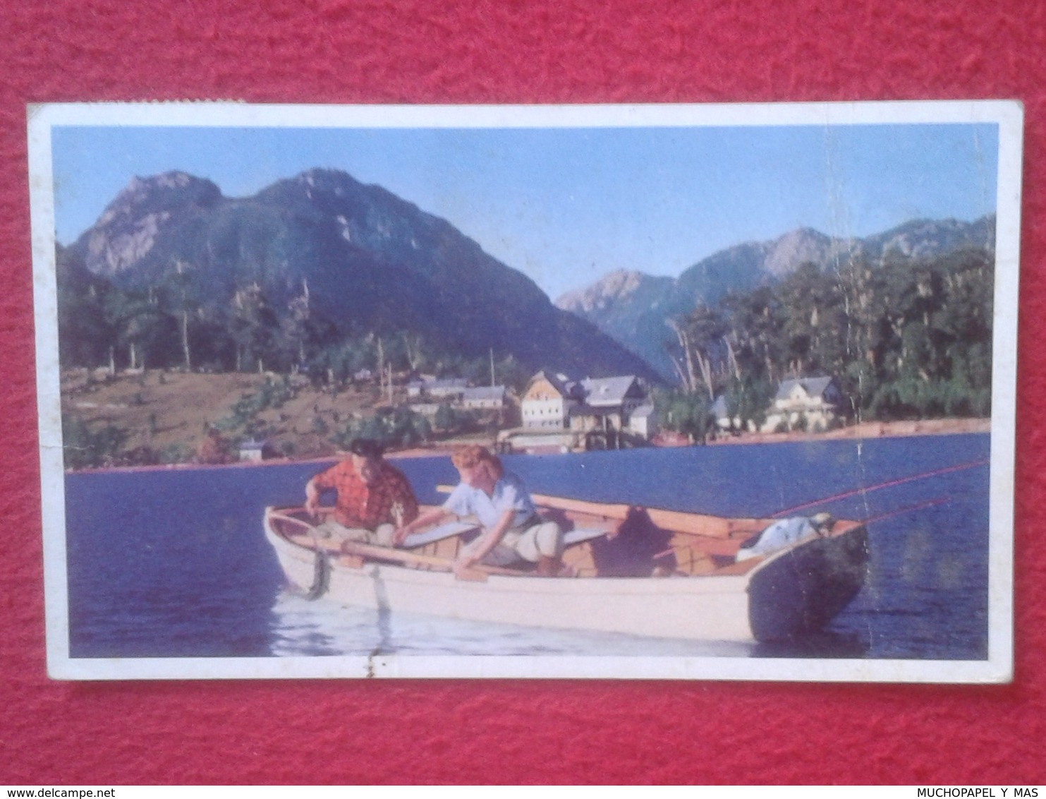 POSTAL POST CARD PANAGRA SKY PAN AMERICAN-GRACE AIRWAYS PESCA EN REGIÓN DE LOS LAGOS CHILENOS CHILE FISHING, WITH STAMPS - Chili